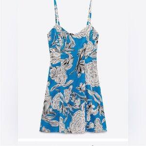 NWT Zara Linen Floral Mini Camisole Dress S